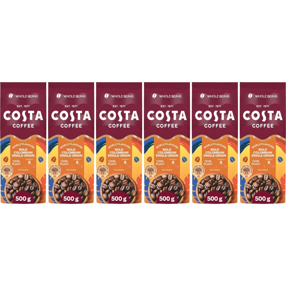 Costa Coffee Colombian Roast - Kaffeebohnen - 6 x 500 Gramm
