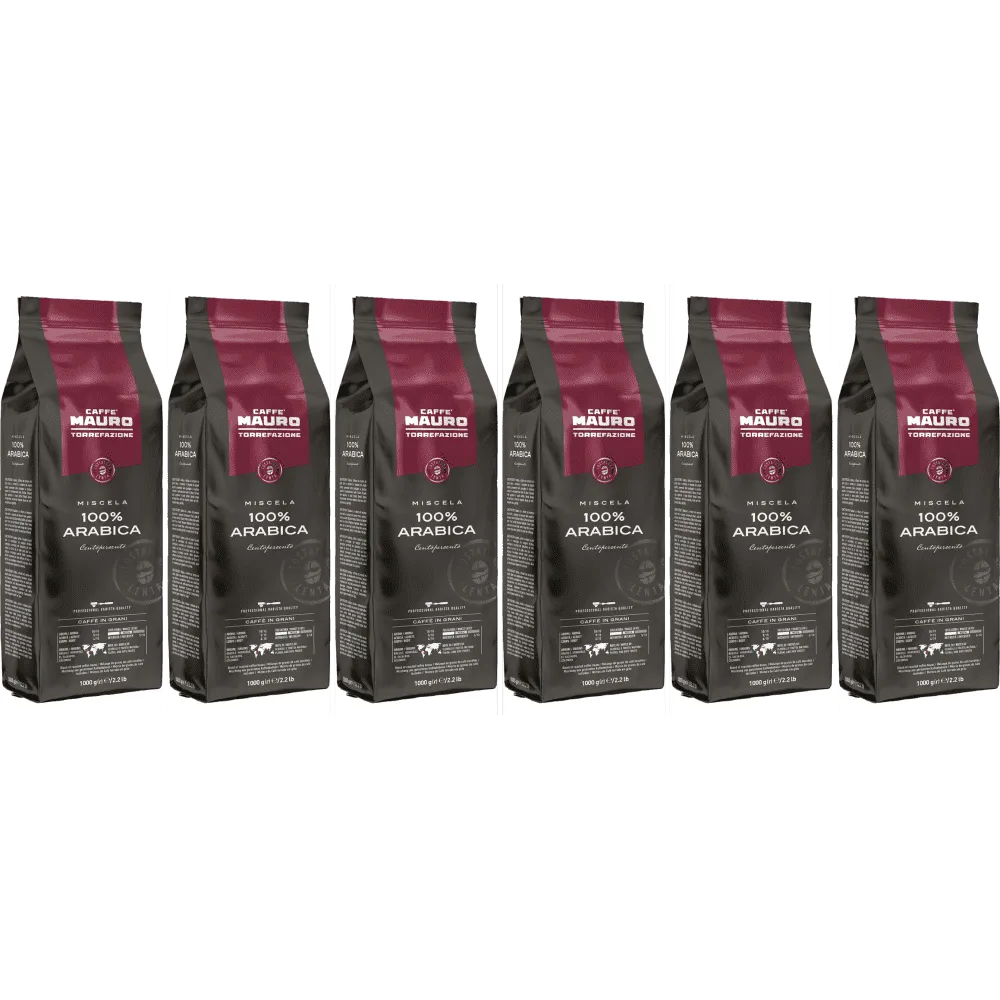 Caffè Mauro 100% Arabica Centopercento - Kaffeebohnen - 6 x 1 Kilo