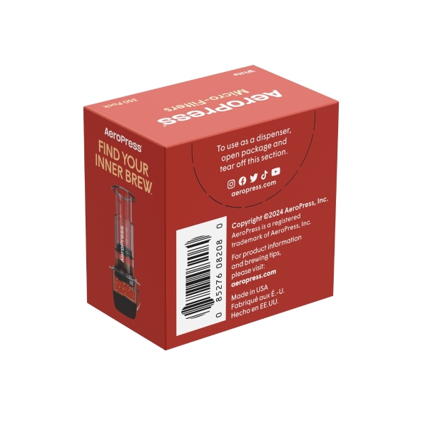 Seitenansicht der Verpackung der Mikrofilter für die AeroPress Go