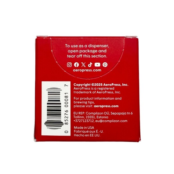 Rückseite der Verpackung von Mikrofiltern für die AeroPress Go