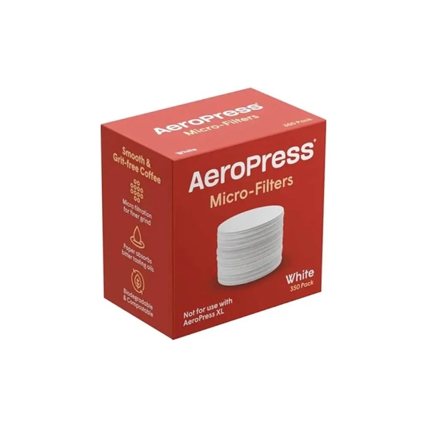 Seitenansicht der Verpackung der Mikrofilter für die AeroPress Go