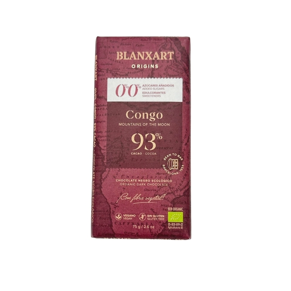 Ein veganer und glutenfreier Riegel aus dunkler Schokolade aus dem Kongo mit 93 % Kakao