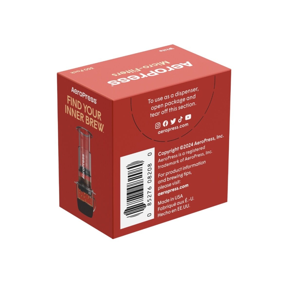 Seitenansicht der Verpackung der Mikrofilter für die AeroPress Go