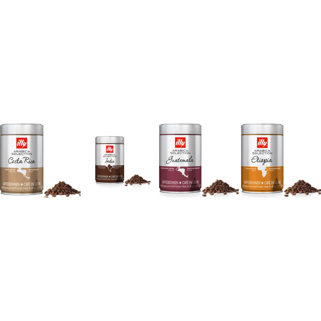 illy Arabica Probierpaket - Kaffeebohnen - 4 x 250 Gramm