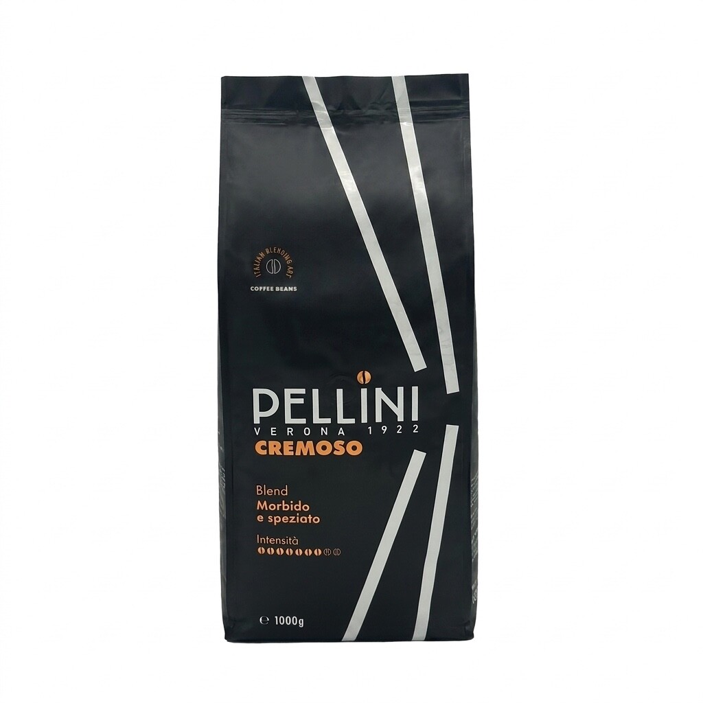 Voorkant van een kilozak koffie van het merk Pellini no.9 Cremoso blend Morbido e speziato
