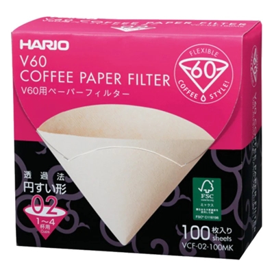 Hario V60 Kaffeefilter - Größe 02, braun (VCF-02-100MK) in Box - 100 Stück
