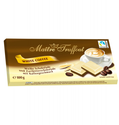 Weiße Kaffeeschokolade - Zart-süße Schokolade mit Kaffeegeschmack - 100 Gramm