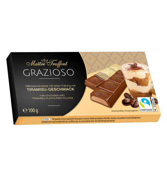 Chocolade met crème & tiramisu vulling - Melkchocolade - 98 gram