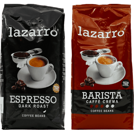 Lazarro Bohnen Duo - Dark Roast & Caffè Crema 2 x 1 Kilo