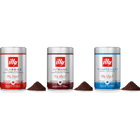 illy Espresso Probierpaket mit Decaf - gemahlener Kaffee - 3 x 250 Gramm