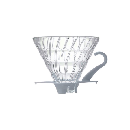 Hario V60 Dripper - Glas mit weißem Halter - Größe 02 (VDG-02W)