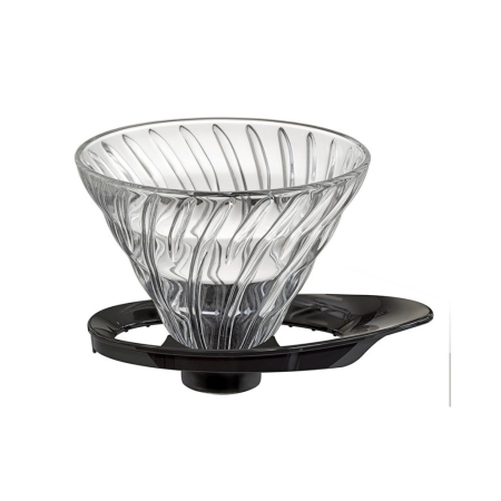 Hario V60 Dripper - Glas mit schwarzem Halter, neues Modell - Größe 02 (VDGR-02-B)