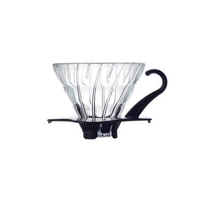 Hario V60 Dripper - Glas Schwarz & Messlöffel - Größe 01
