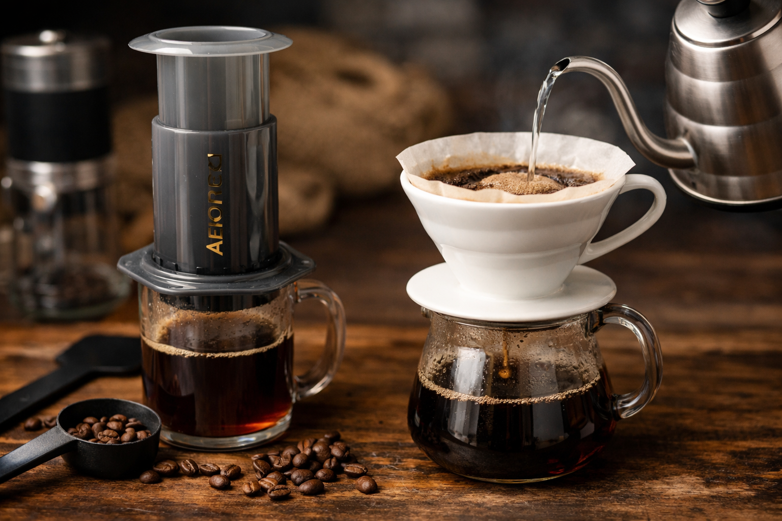 Was ist der Unterschied zwischen Aeropress und V60?