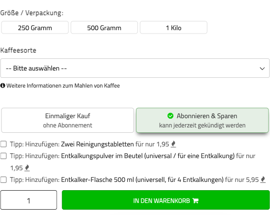 Beispiel Kaffeeabonnement